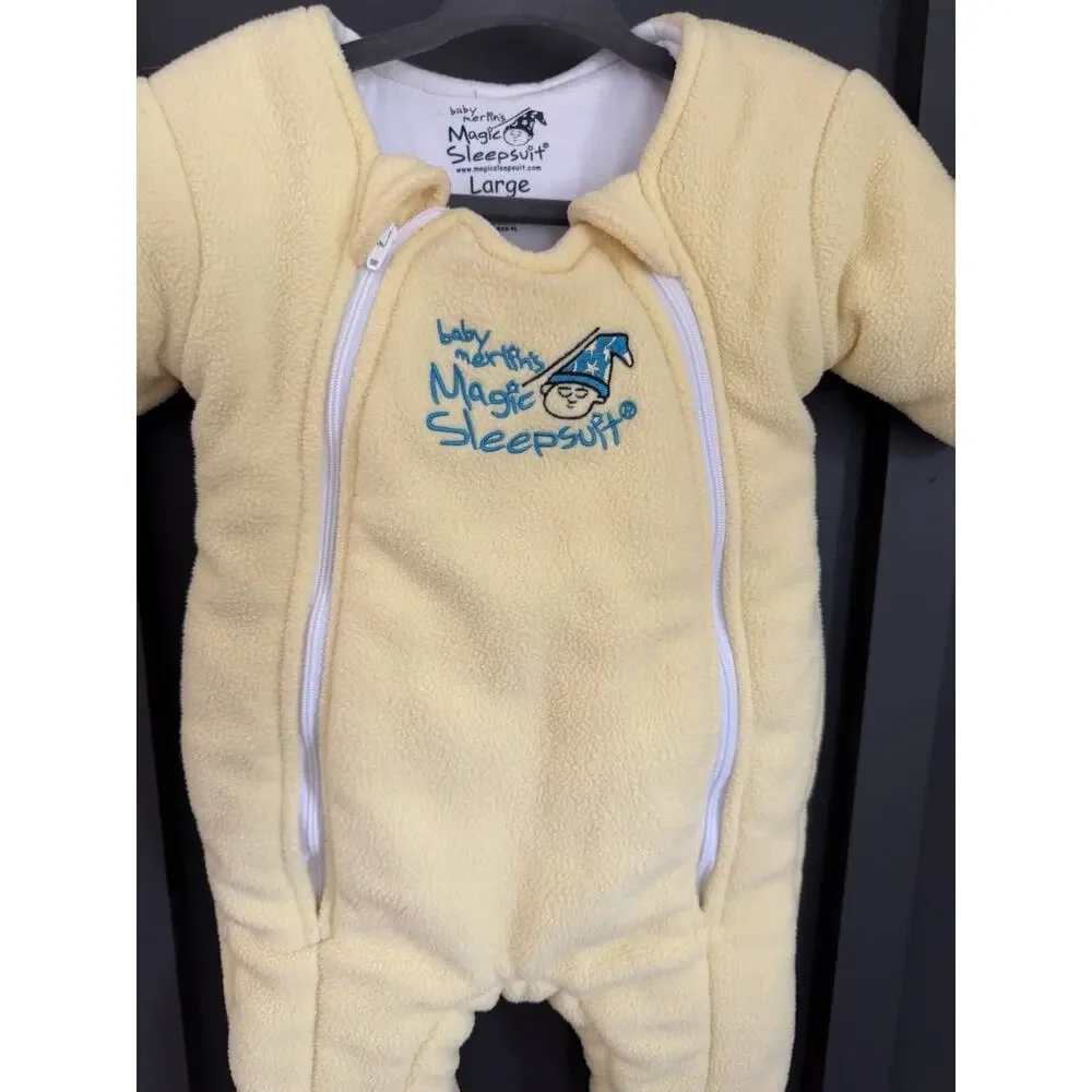 Baby Merlin's Magic Sleepsuit Yellow Cotton Swaddle Transition Size Large 6-9